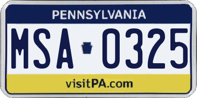 PA license plate MSA0325