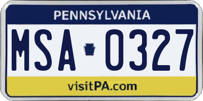 PA license plate MSA0327