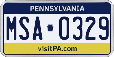 PA license plate MSA0329