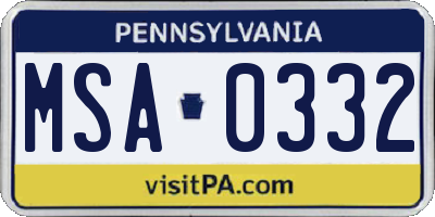 PA license plate MSA0332