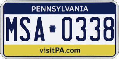 PA license plate MSA0338