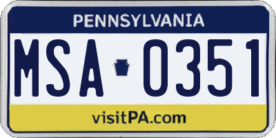 PA license plate MSA0351