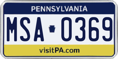 PA license plate MSA0369
