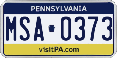PA license plate MSA0373