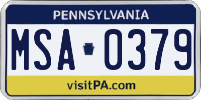PA license plate MSA0379