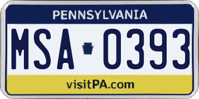 PA license plate MSA0393