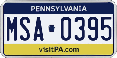 PA license plate MSA0395