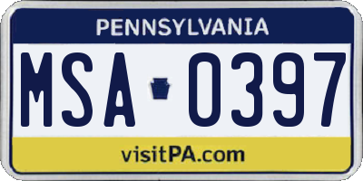 PA license plate MSA0397