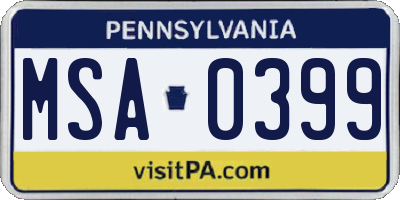 PA license plate MSA0399