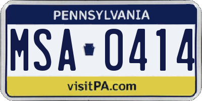PA license plate MSA0414
