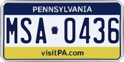 PA license plate MSA0436