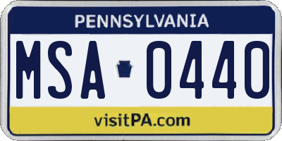 PA license plate MSA0440
