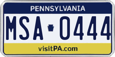 PA license plate MSA0444