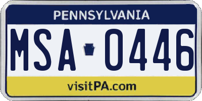 PA license plate MSA0446
