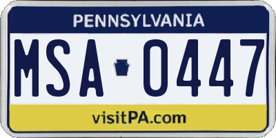 PA license plate MSA0447