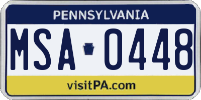 PA license plate MSA0448