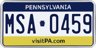 PA license plate MSA0459