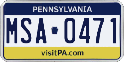 PA license plate MSA0471
