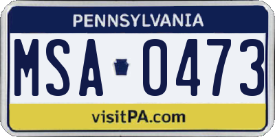 PA license plate MSA0473