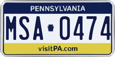 PA license plate MSA0474