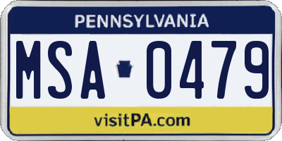 PA license plate MSA0479