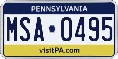PA license plate MSA0495