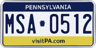 PA license plate MSA0512