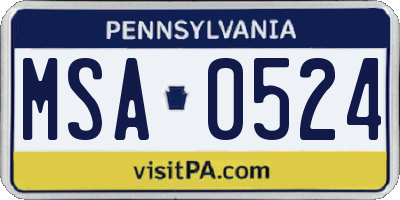 PA license plate MSA0524