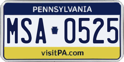 PA license plate MSA0525