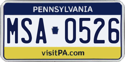 PA license plate MSA0526
