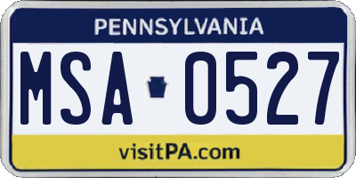 PA license plate MSA0527