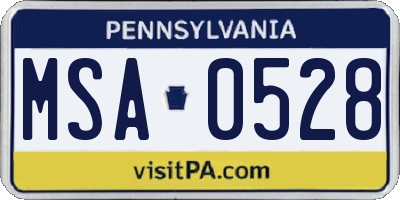 PA license plate MSA0528