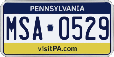 PA license plate MSA0529