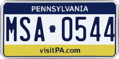 PA license plate MSA0544