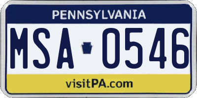 PA license plate MSA0546