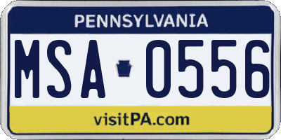 PA license plate MSA0556