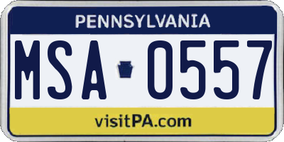 PA license plate MSA0557