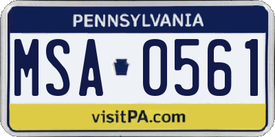 PA license plate MSA0561
