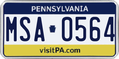 PA license plate MSA0564