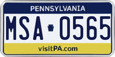 PA license plate MSA0565