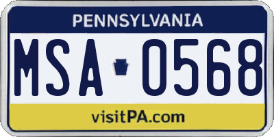 PA license plate MSA0568