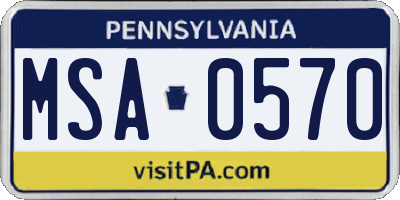 PA license plate MSA0570