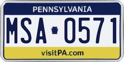 PA license plate MSA0571