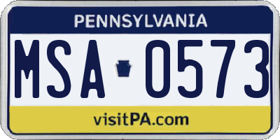 PA license plate MSA0573