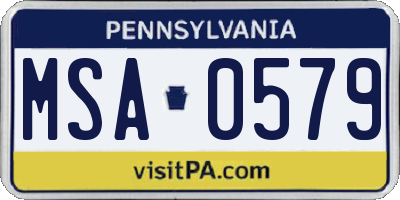 PA license plate MSA0579