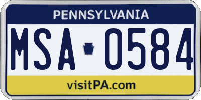 PA license plate MSA0584