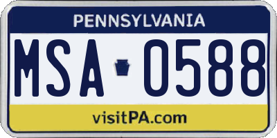 PA license plate MSA0588