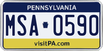 PA license plate MSA0590
