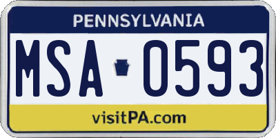 PA license plate MSA0593