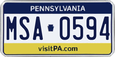 PA license plate MSA0594